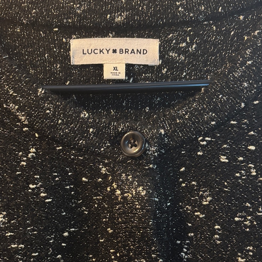 NWOT Lucky Brand Black and White Speckled Cardigan. - Picture 2 of 4